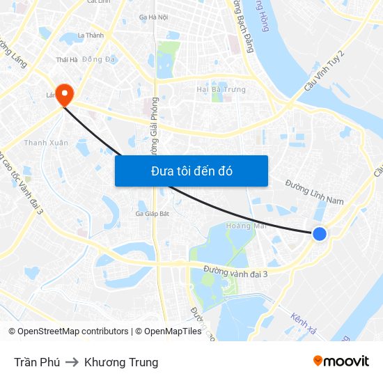 Trần Phú to Khương Trung map