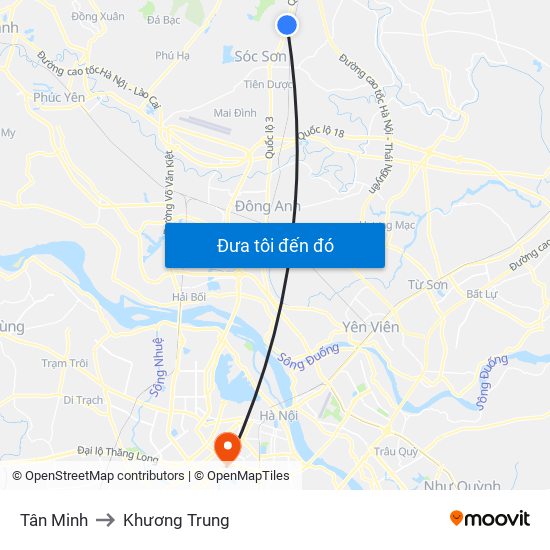 Tân Minh to Khương Trung map