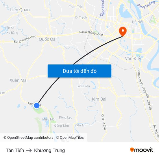 Tân Tiến to Khương Trung map