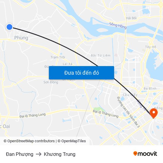 Đan Phượng to Khương Trung map