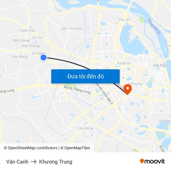 Vân Canh to Khương Trung map