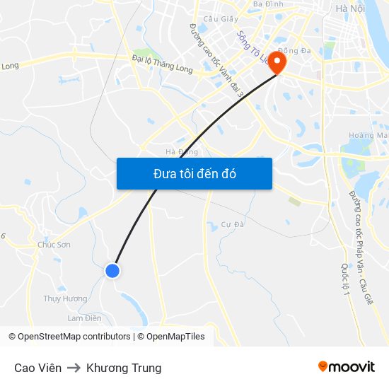 Cao Viên to Khương Trung map