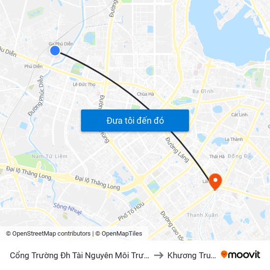 Cổng Trường Đh Tài Nguyên Môi Trường to Khương Trung map