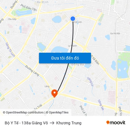 Bộ Y Tế - 138a Giảng Võ to Khương Trung map