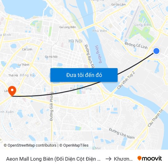 Aeon Mall Long Biên (Đối Diện Cột Điện T4a/2a-B Đường Cổ Linh) to Khương Trung map