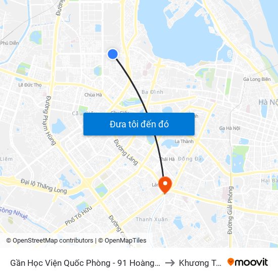 Gần Học Viện Quốc Phòng - 91 Hoàng Quốc Việt to Khương Trung map