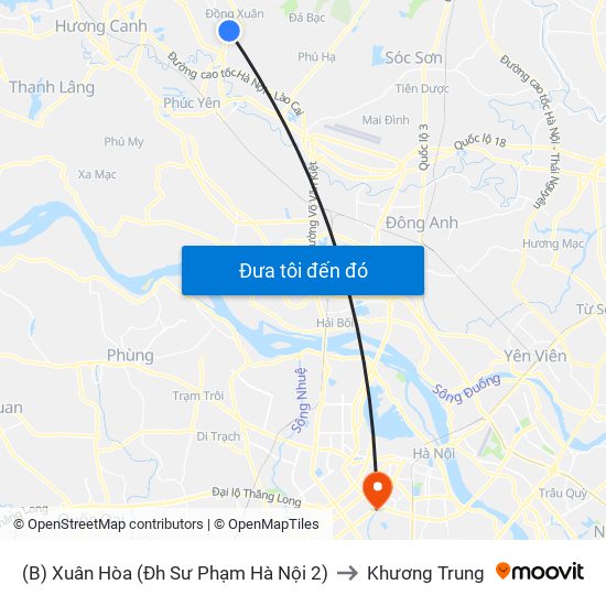 (B) Xuân Hòa (Đh Sư Phạm Hà Nội 2) to Khương Trung map