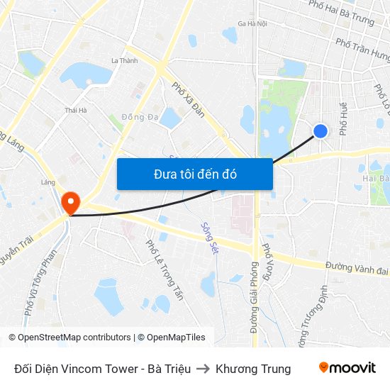 Đối Diện Vincom Tower - Bà Triệu to Khương Trung map