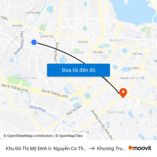 Khu Đô Thị Mỹ Đình Ii- Nguyễn Cơ Thạch to Khương Trung map