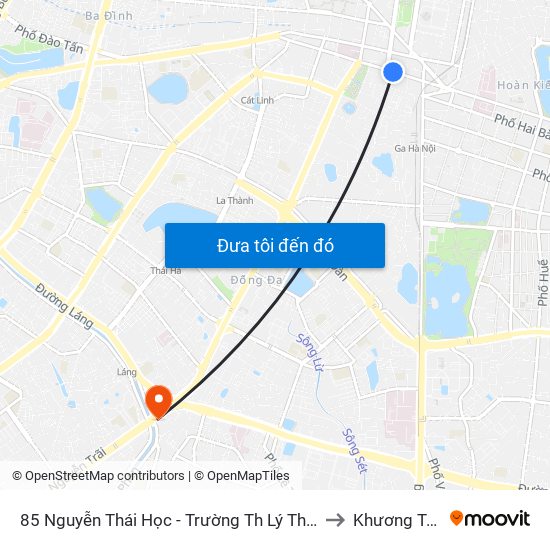 85 Nguyễn Thái Học - Trường Th Lý Thường Kiệt to Khương Trung map