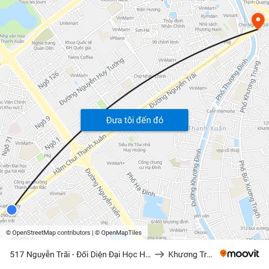 517 Nguyễn Trãi - Đối Diện Đại Học Hà Nội to Khương Trung map