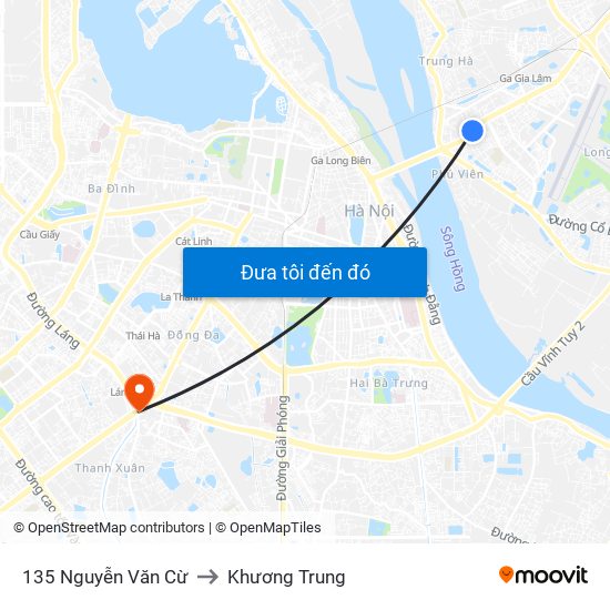 135 Nguyễn Văn Cừ to Khương Trung map