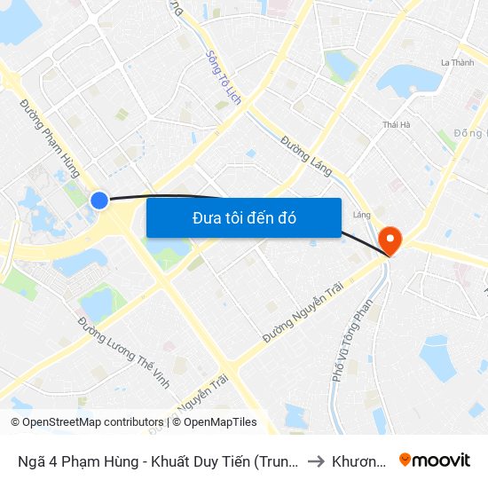 Ngã 4 Phạm Hùng - Khuất Duy Tiến (Trung Tâm Hội Nghị Quốc Gia) to Khương Trung map