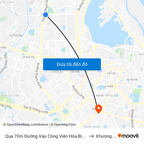 Qua 70m Đường Vào Công Viên Hòa Bình - Phạm Văn Đồng to Khương Trung map