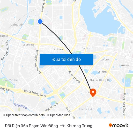 Đối Diện 36a Phạm Văn Đồng to Khương Trung map