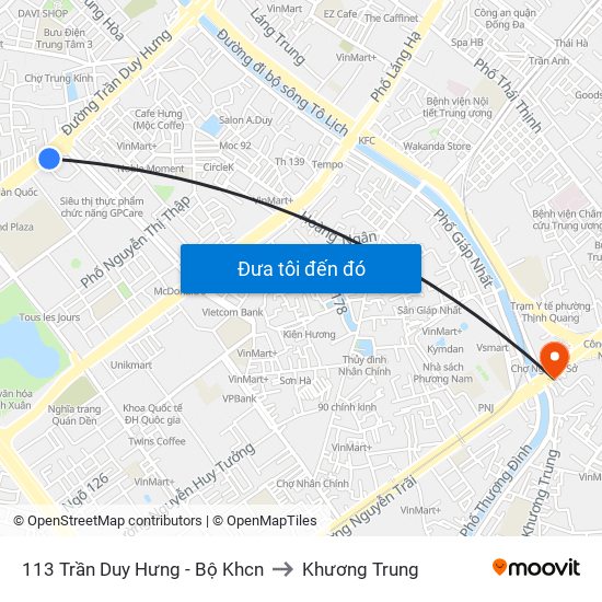 113 Trần Duy Hưng - Bộ Khcn to Khương Trung map