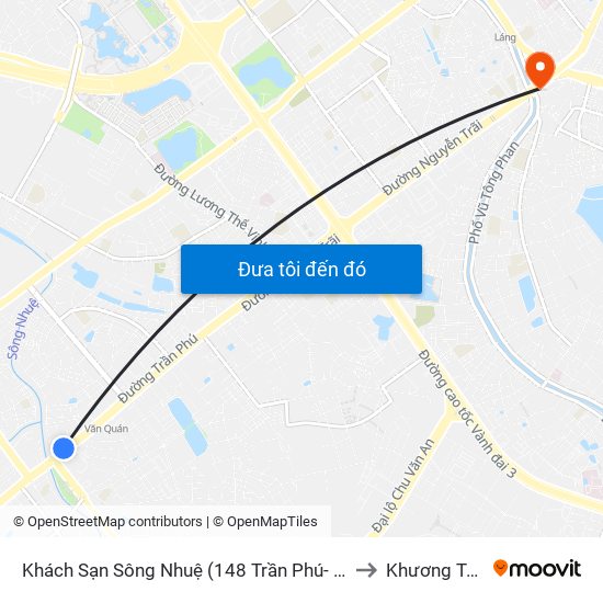 Khách Sạn Sông Nhuệ (148 Trần Phú- Hà Đông) to Khương Trung map