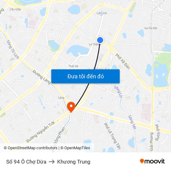 Số 94 Ô Chợ Dừa to Khương Trung map