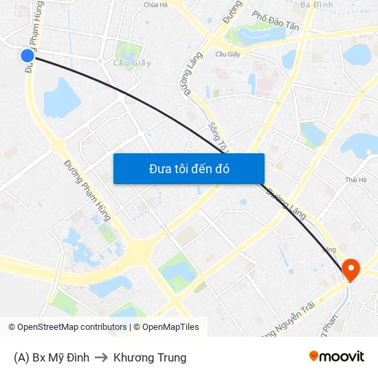 (A) Bx Mỹ Đình to Khương Trung map