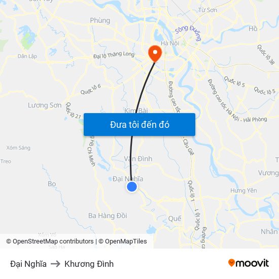 Đại Nghĩa to Khương Đình map