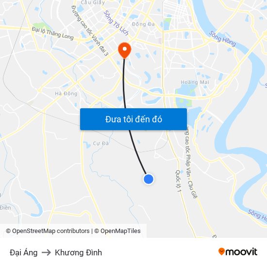 Đại Áng to Khương Đình map