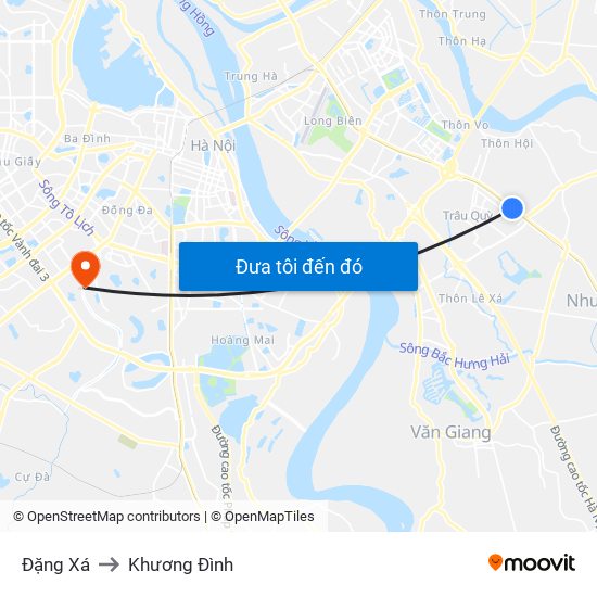 Đặng Xá to Khương Đình map