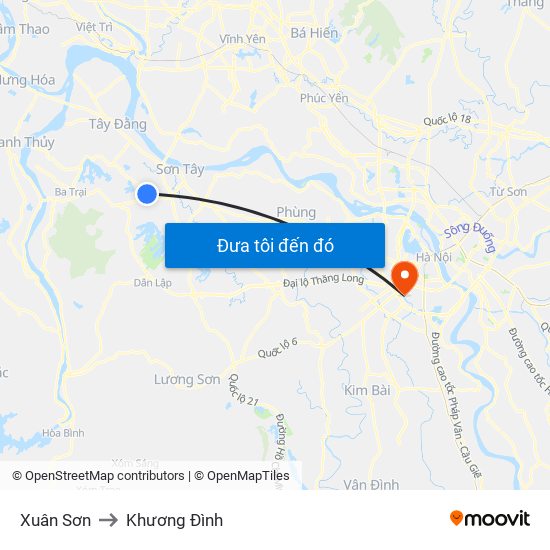 Xuân Sơn to Khương Đình map