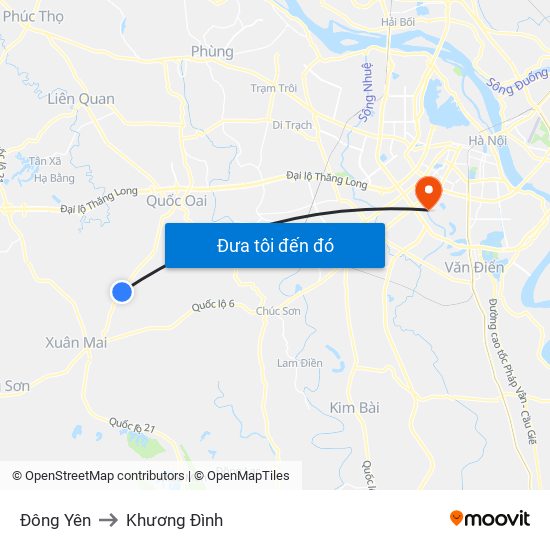 Đông Yên to Khương Đình map