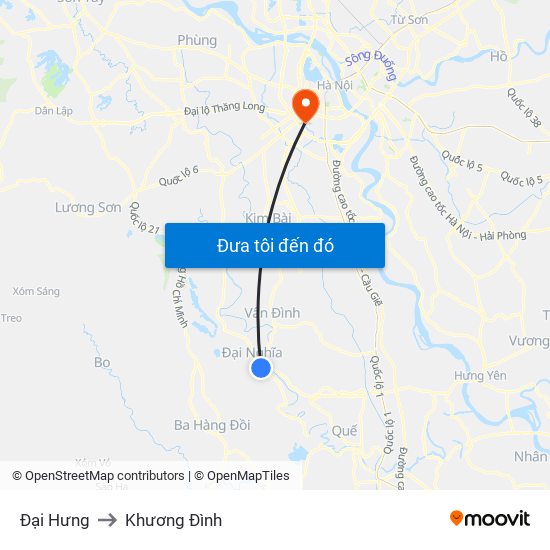 Đại Hưng to Khương Đình map