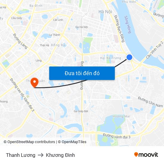 Thanh Lương to Khương Đình map