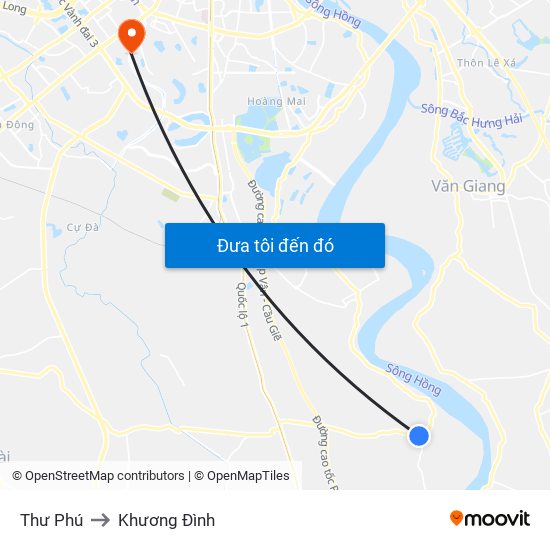 Thư Phú to Khương Đình map