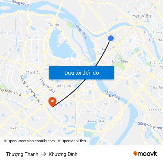 Thượng Thanh to Khương Đình map