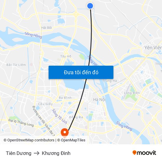 Tiên Dương to Khương Đình map