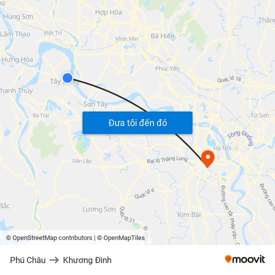 Phú Châu to Khương Đình map