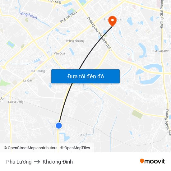 Phú Lương to Khương Đình map