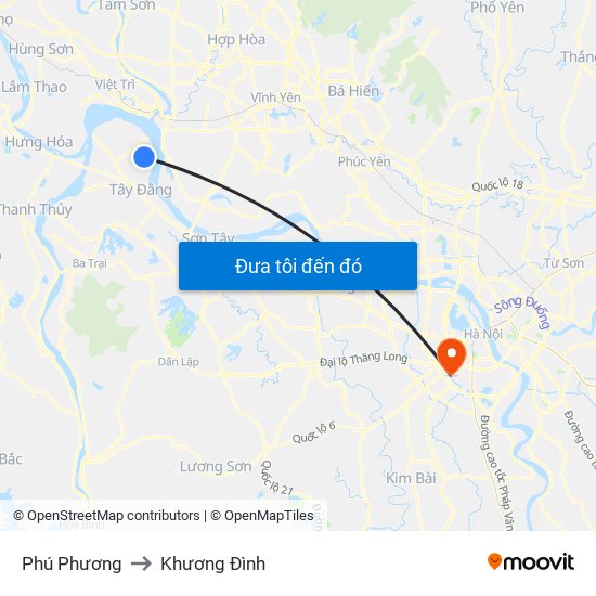 Phú Phương to Khương Đình map