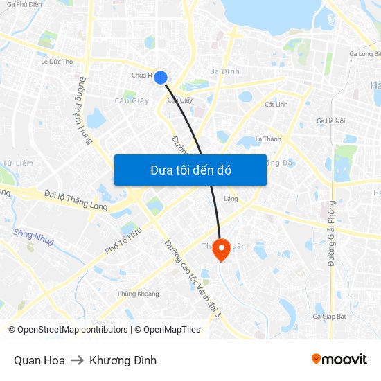 Quan Hoa to Khương Đình map