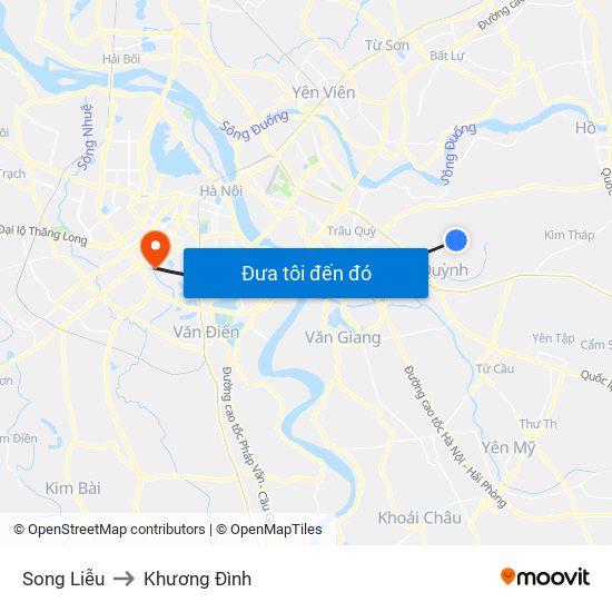 Song Liễu to Khương Đình map