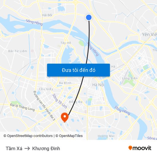 Tầm Xá to Khương Đình map