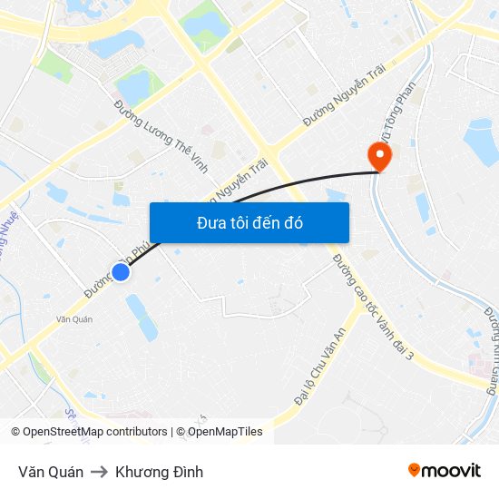 Văn Quán to Khương Đình map
