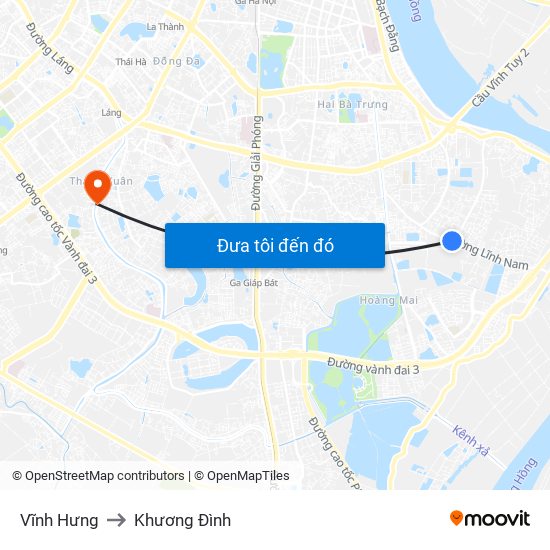 Vĩnh Hưng to Khương Đình map