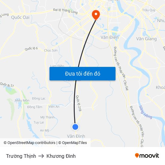 Trường Thịnh to Khương Đình map