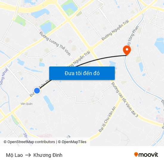 Mộ Lao to Khương Đình map