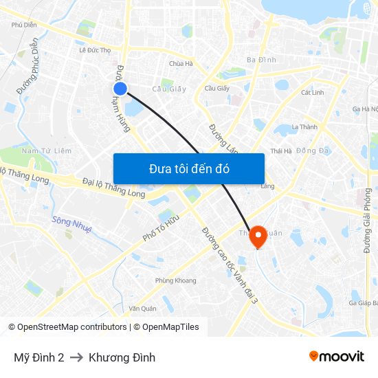 Mỹ Đình 2 to Khương Đình map