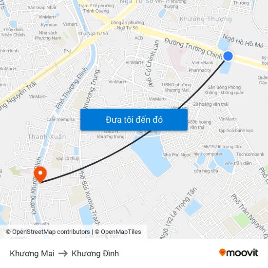 Khương Mai to Khương Đình map