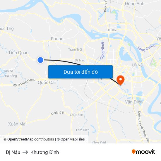 Dị Nậu to Khương Đình map