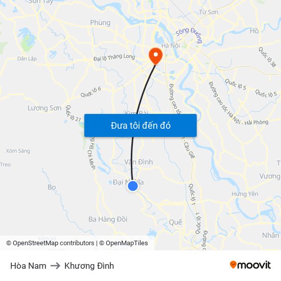 Hòa Nam to Khương Đình map