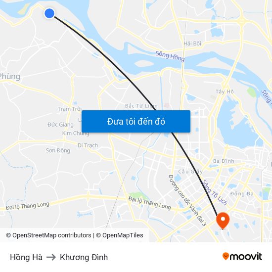 Hồng Hà to Khương Đình map