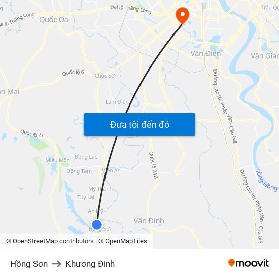 Hồng Sơn to Khương Đình map