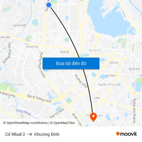 Cổ Nhuế 2 to Khương Đình map